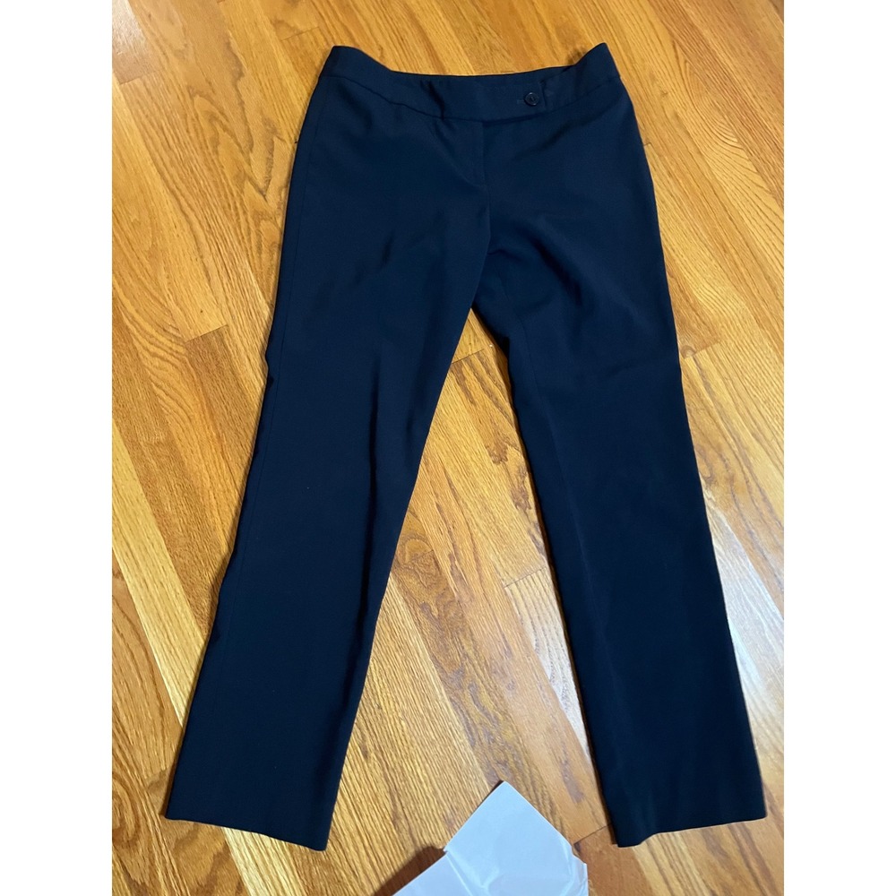 Ann Taylor LOFT Womens Black Wool Blend Straight Leg Dress Pants Slacks 10